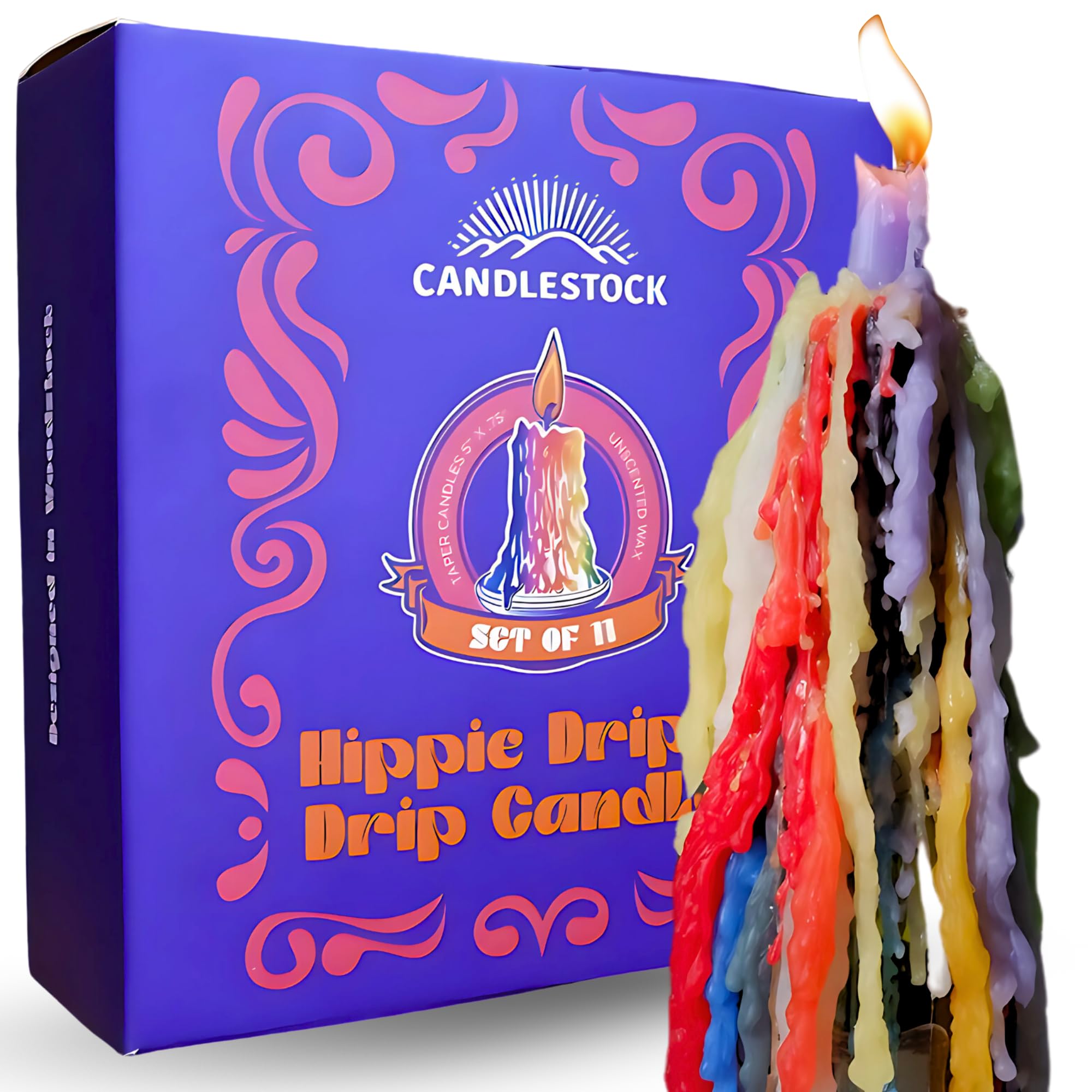 Candlestock Hippie Drippy Drip Candles Review: A Pack of 11 Rainbow Tapers for Wine Bottles