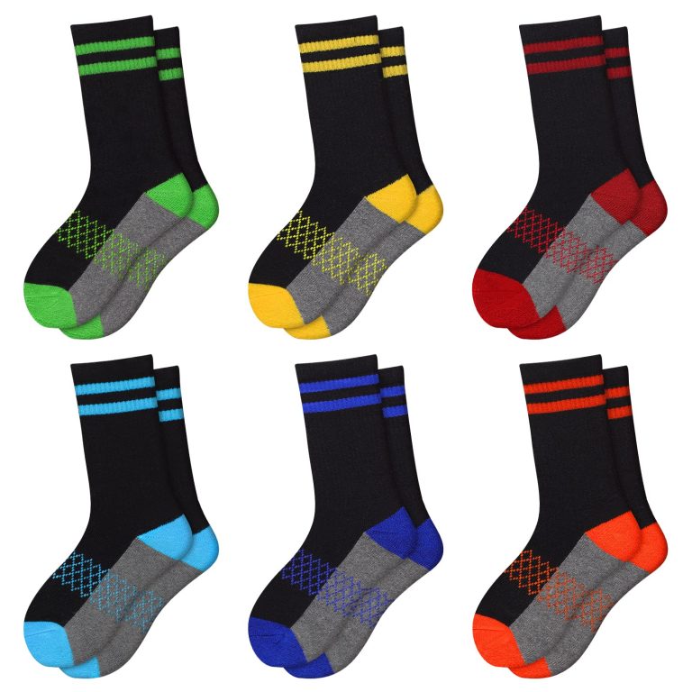 Feel the Comfort: Comfoex Boys Crew Socks – Half Cushioned Athletic Socks for Big Little Kids, 6 Pairs of Soft Cotton Calf Socks for Active
