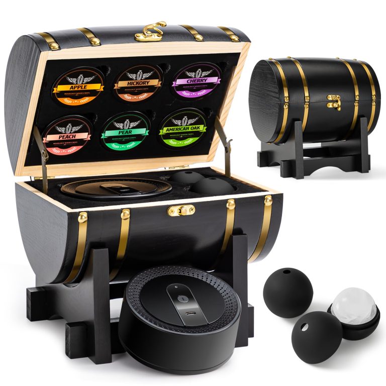 Elevate Your Evening Ritual: Electric Whiskey Smoker Kit with Wooden Display Barrel – Craft Cocktail Perfection for the Man Who Savors Every