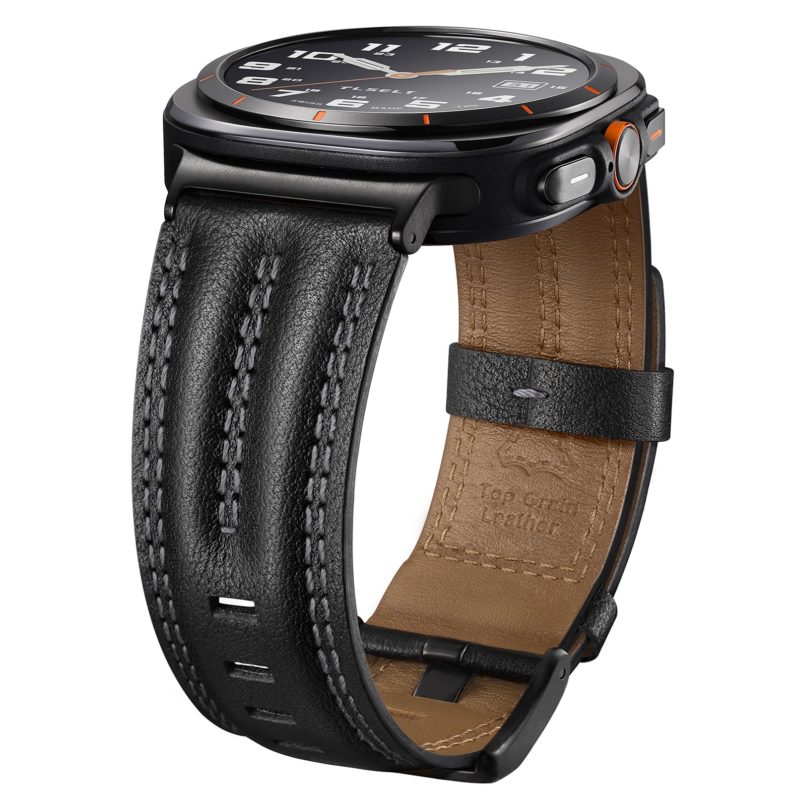 Tlselt Leather Band for Samsung Galaxy Watch Ultra 47mm: A Rugged Vintage Strap for Outdoor and Business Use