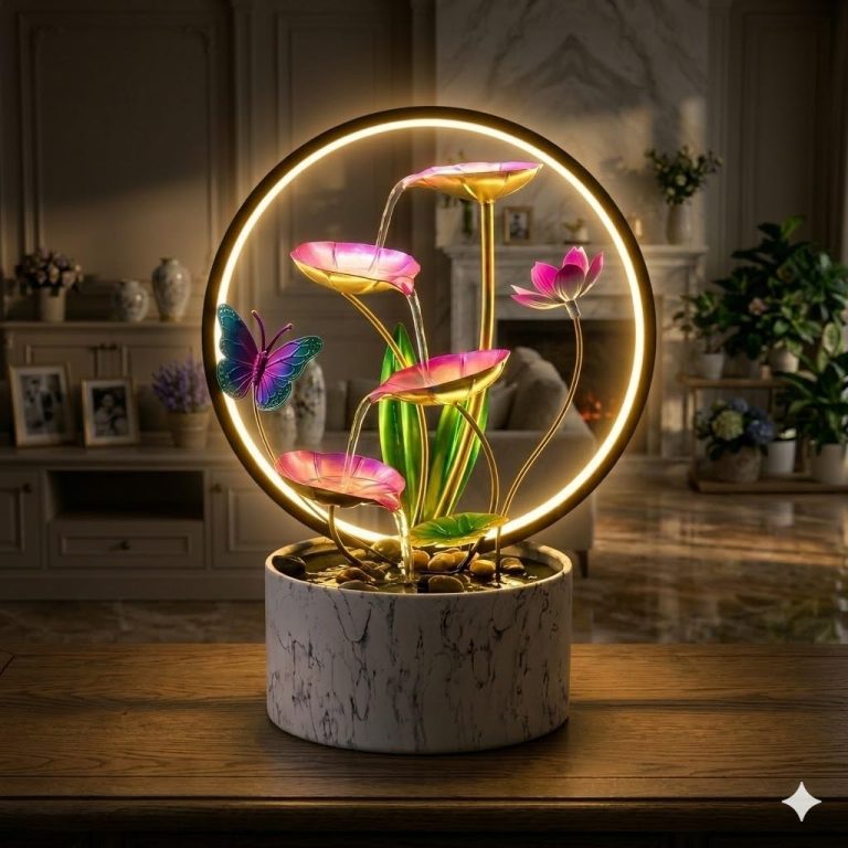 Transform Your Mornings: QINGYINGGE 15” H Small Tabletop Water Zen Fountain with LED Light for Indoor Meditation Yoga Spa Room Decor – Find