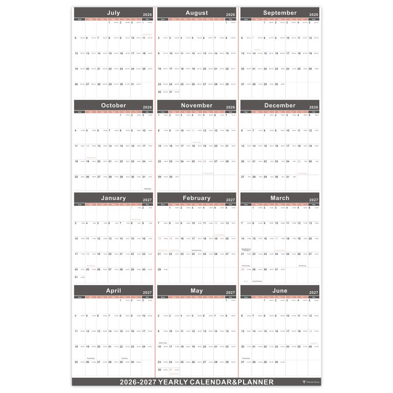 Stay Serenely Organized All Year: The Vibrant Focus 2026-2027 Yearly Wall Calendar Turns Chaos into Calm, Giving You the Freedom to Dream Bi