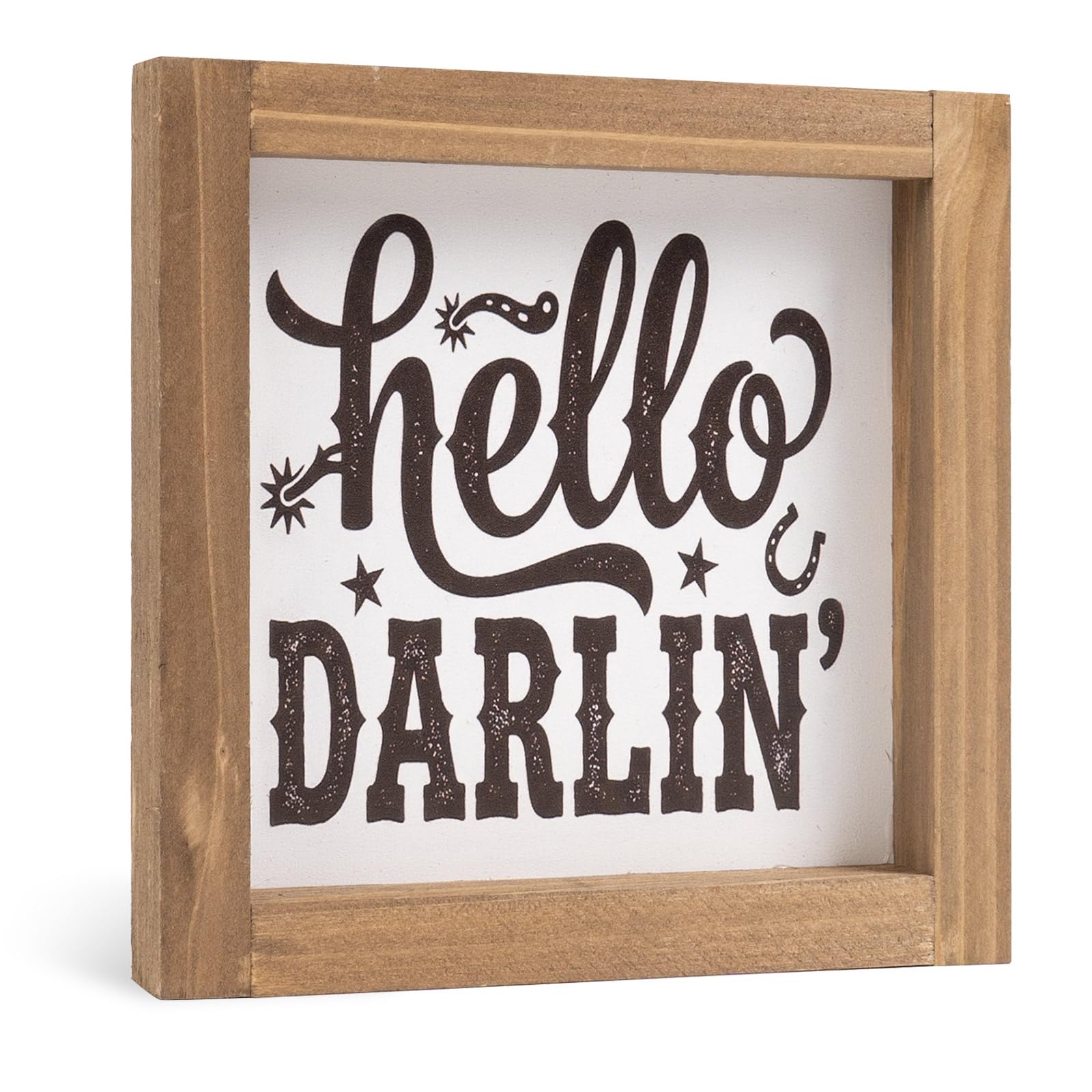 Flangairy Western Wall Decor Hello Darlin Wooden Sign: A 6-Inch Rustic Plaque for Southwestern Farmhouse Spaces